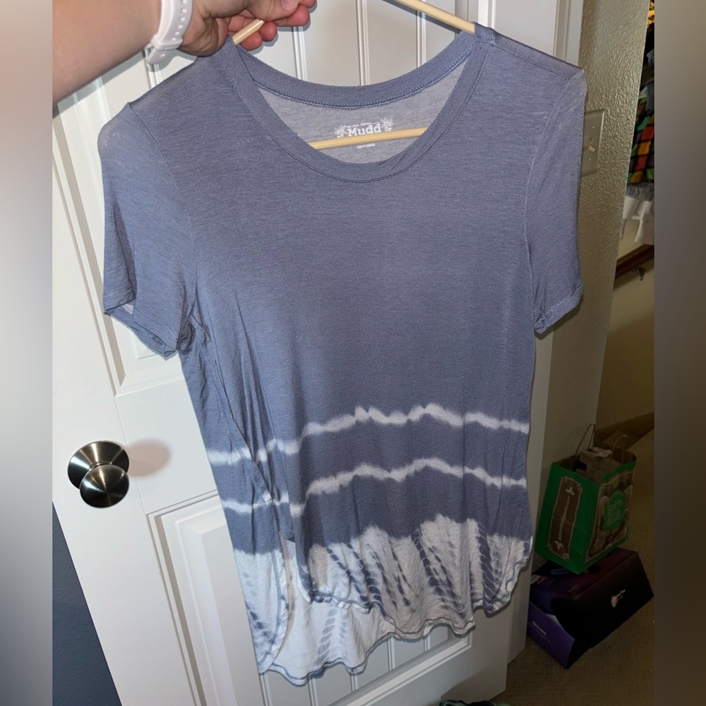 Mudd Blue and White Striped, Flowy Tee- size medium